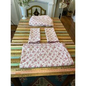 Vintage 90s Eddie Bauer Home Queen Sheet Set 4 Pcs Cabbage Rose 100% Cotton